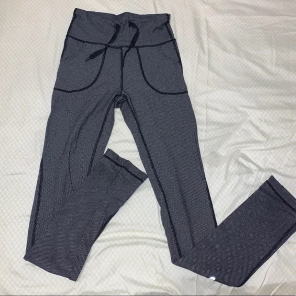 lululemon athletica Black/Grey Patterned Leggings with Drawstring Waist